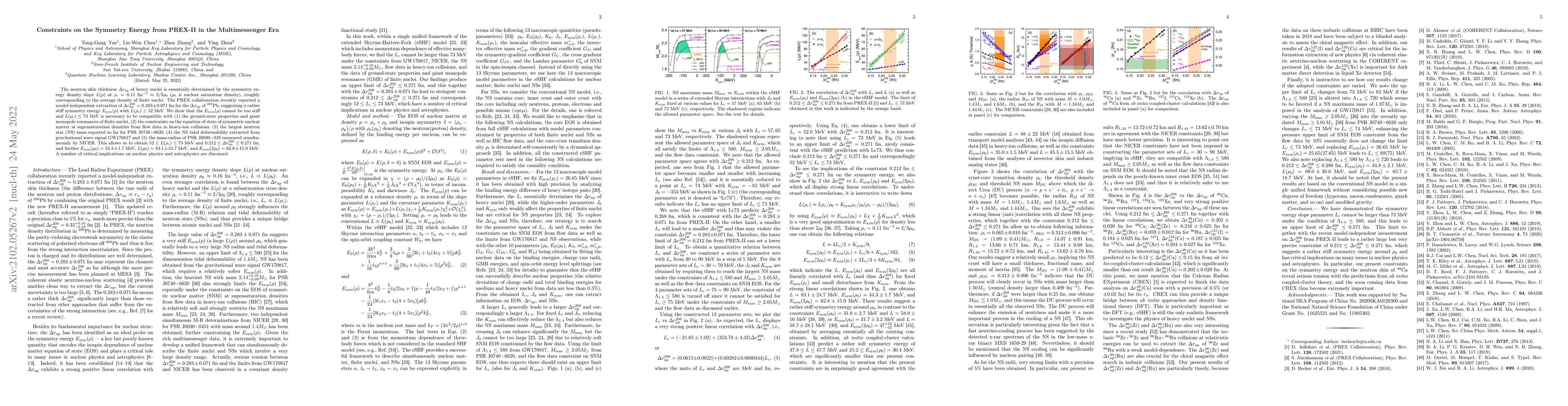 Thumbnail for Constraints on the Symmetry Energy from PREX-II in the Multimessenger
  Era