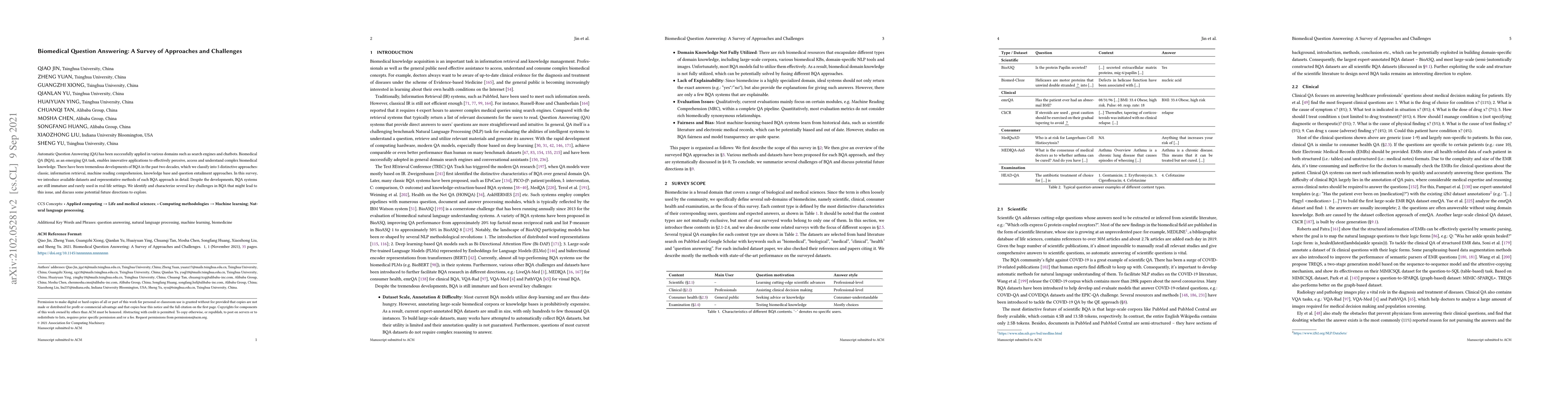 Thumbnail for Biomedical Question Answering: A Survey of Approaches and Challenges