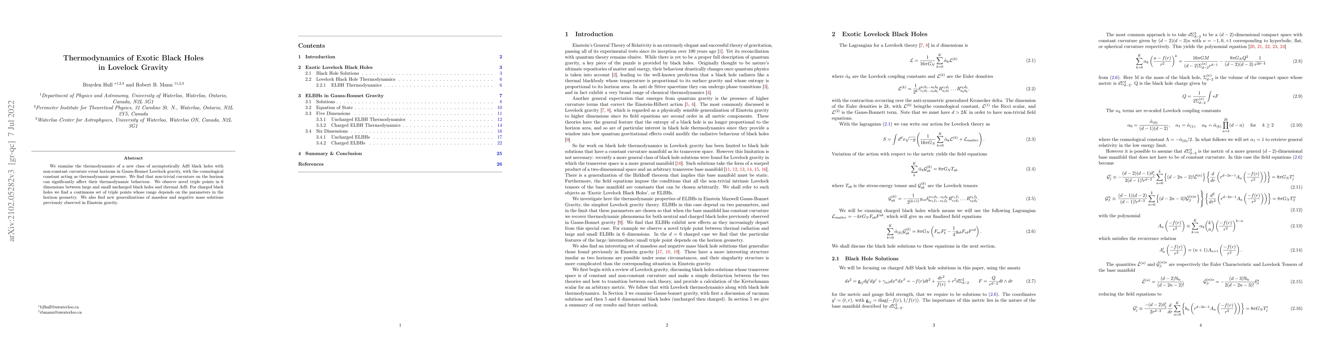 Thumbnail for Thermodynamics of Exotic Black Holes in Lovelock Gravity
