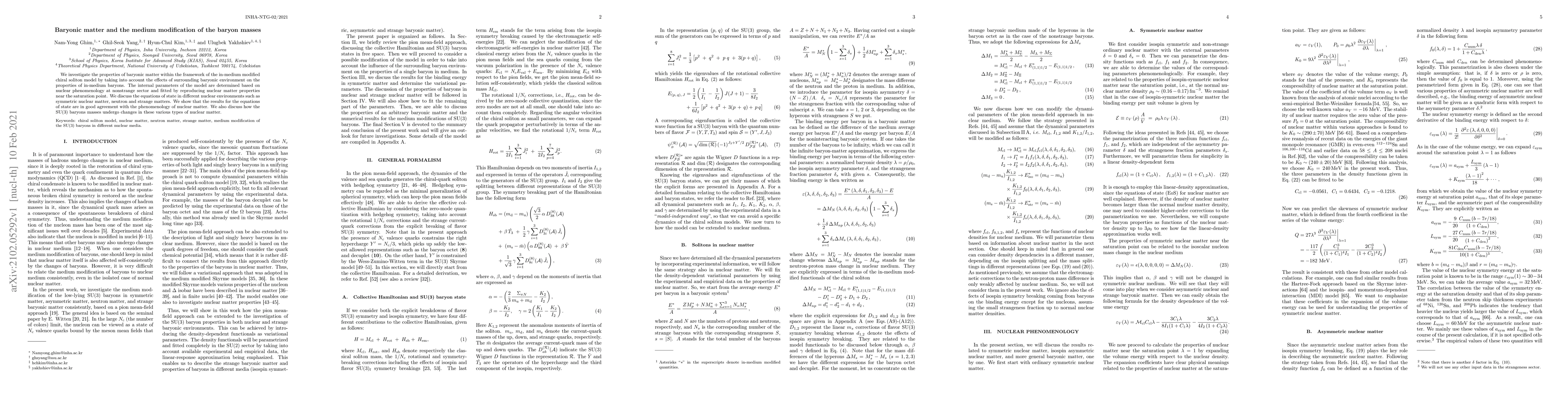Thumbnail for Baryonic matter and the medium modification of the baryon masses