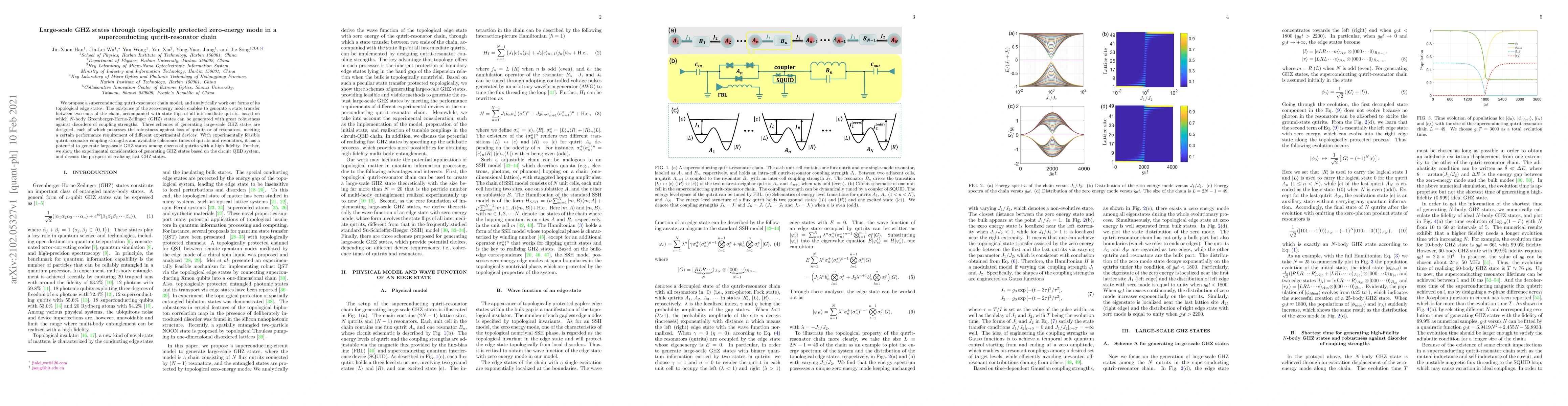 Thumbnail for Large-scale GHZ states through topologically protected zero-energy mode
  in a superconducting qutrit-resonator chain