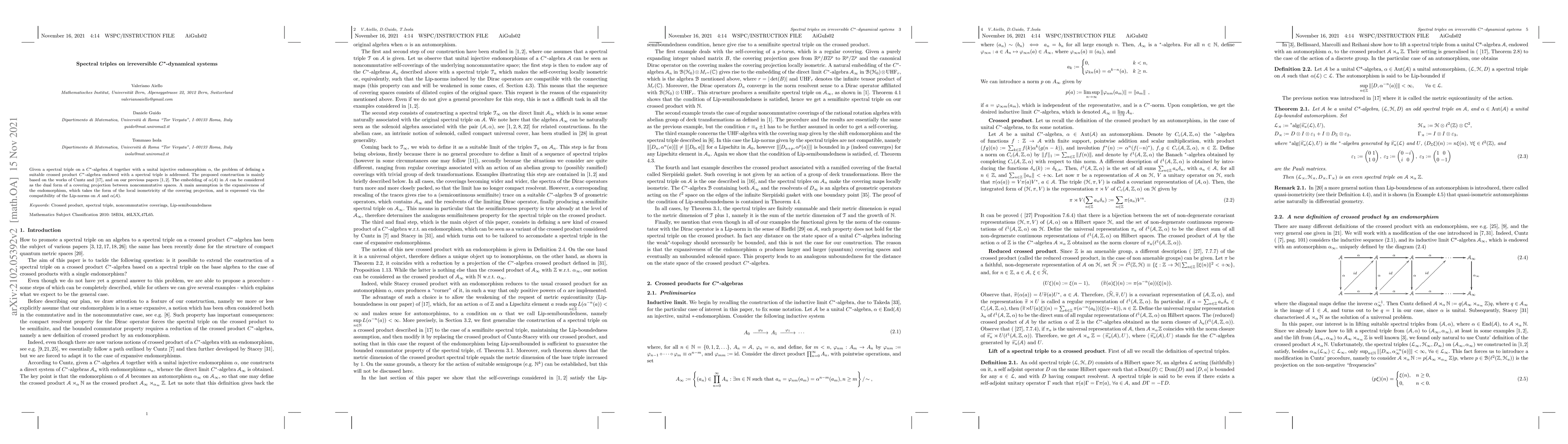 Thumbnail for Spectral triples on irreversible $C^*$-dynamical systems