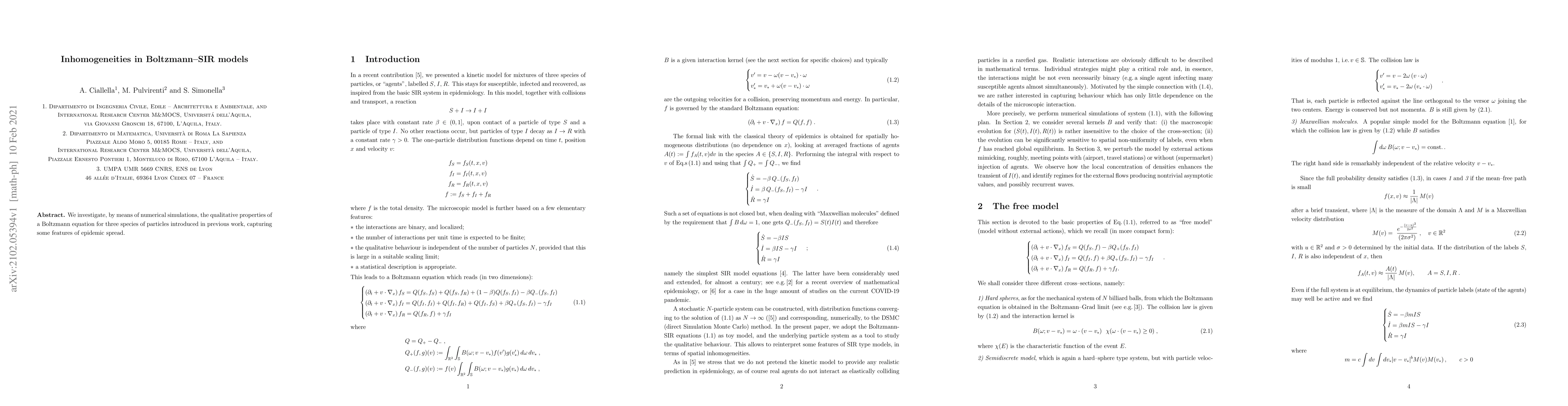 Thumbnail for Inhomogeneities in Boltzmann-SIR models