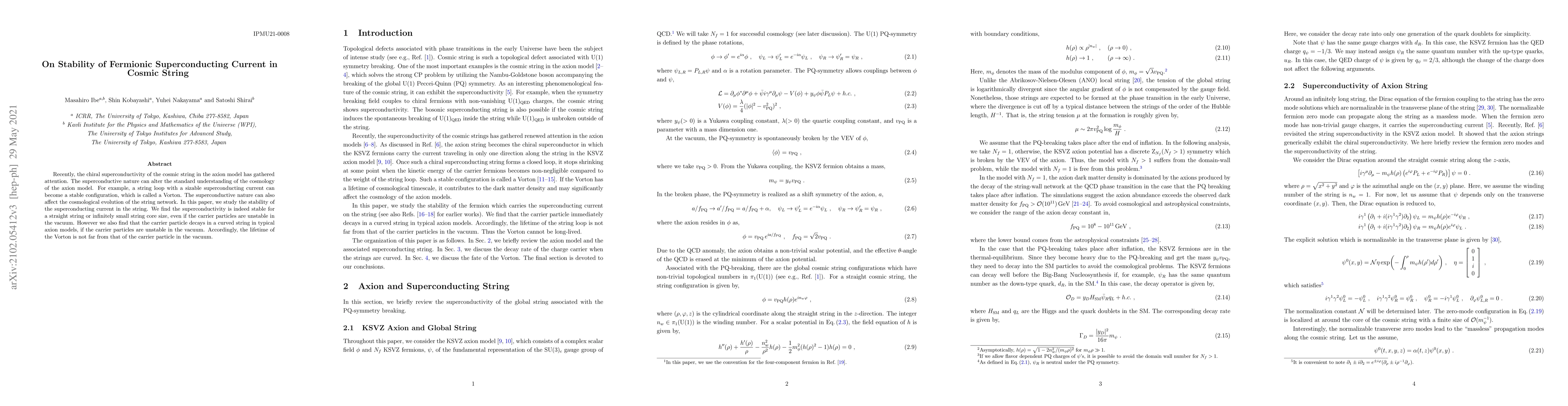 Thumbnail for On Stability of Fermionic Superconducting Current in Cosmic String