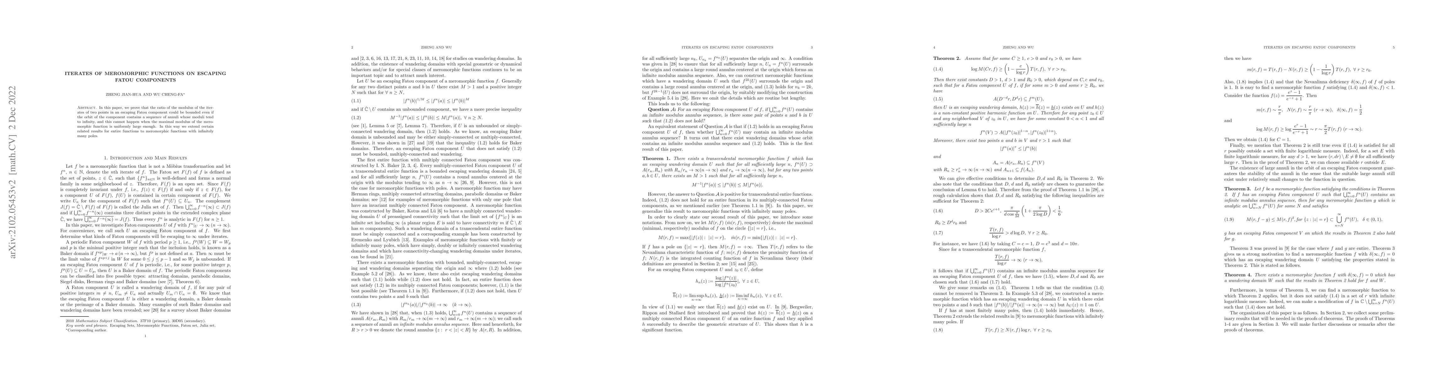 Thumbnail for Iterates of Meromorphic Functions on Escaping Fatou Components