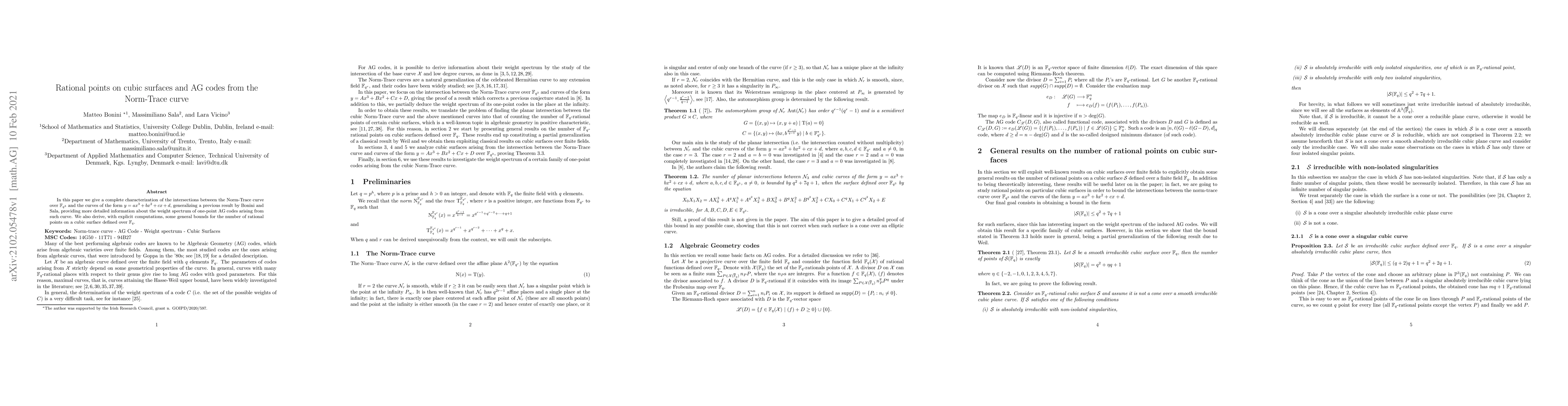 Thumbnail for Rational points on cubic surfaces and AG codes from the Norm-Trace curve