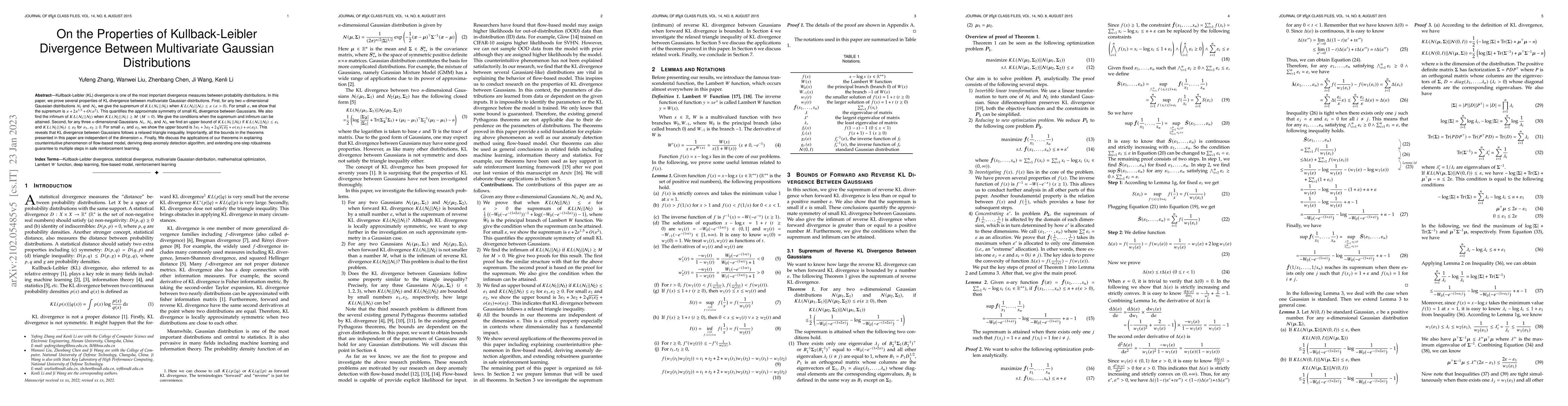 Thumbnail for On the Properties of Kullback-Leibler Divergence Between Multivariate
  Gaussian Distributions