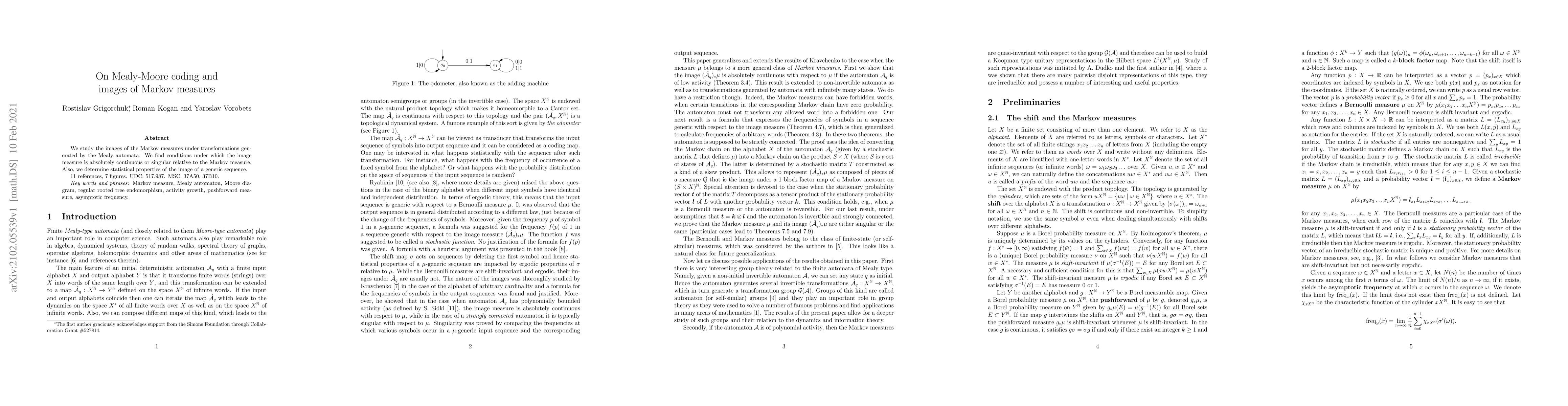 Thumbnail for On Mealy-Moore coding and images of Markov measures