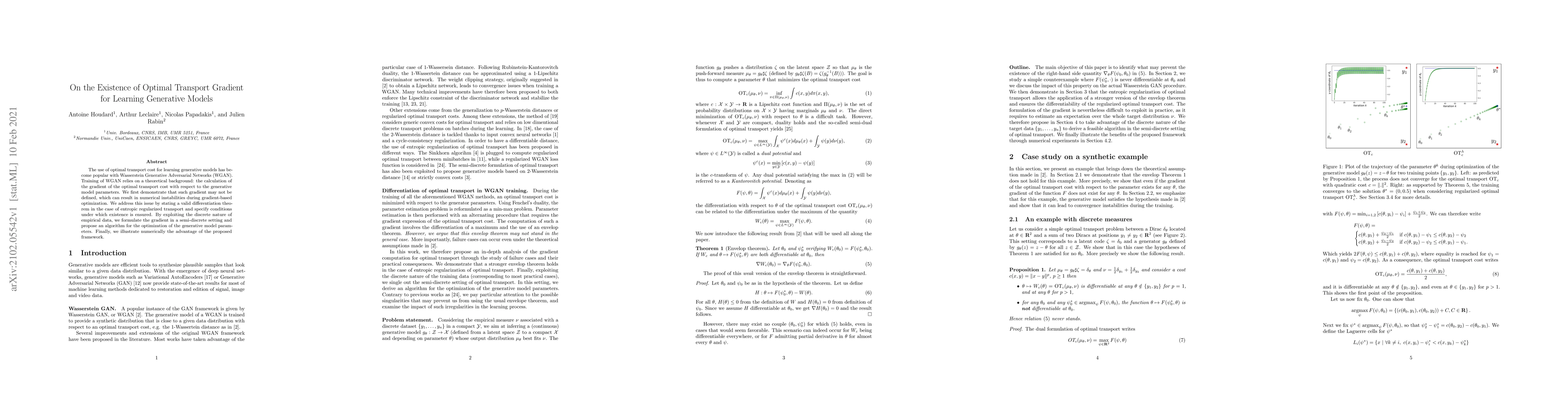 Thumbnail for On the Existence of Optimal Transport Gradient for Learning Generative
  Models