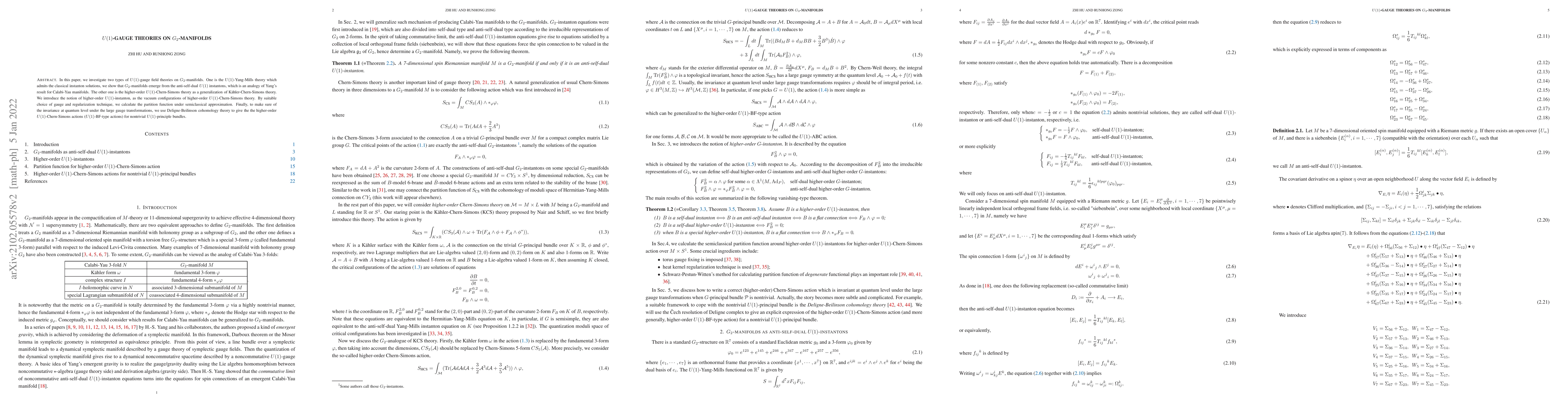 Thumbnail for $U(1)$-Gauge Field Theories on $G_2$-Manifolds