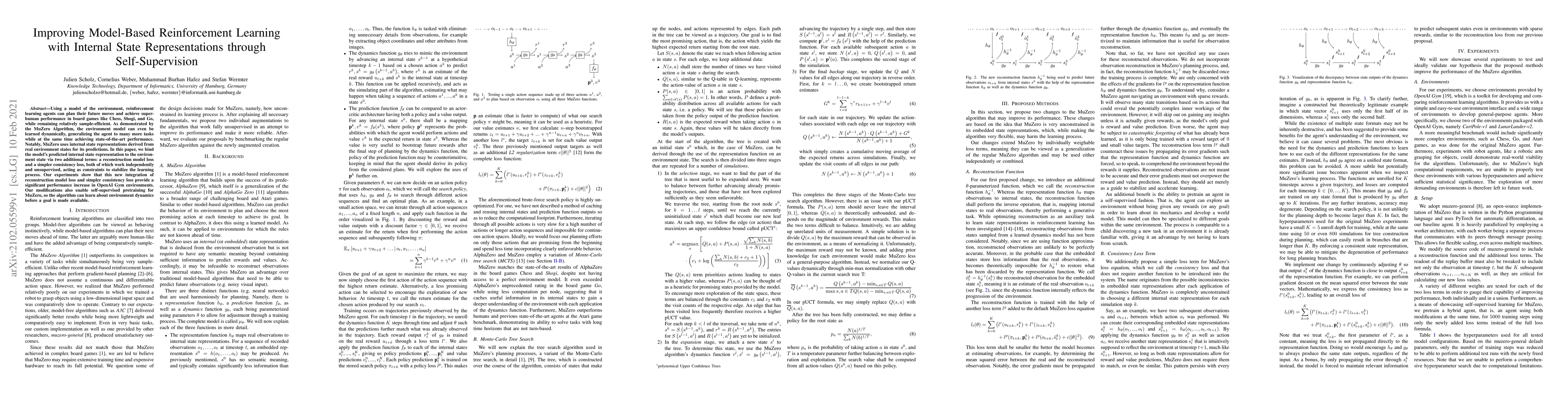 Thumbnail for Improving Model-Based Reinforcement Learning with Internal State
  Representations through Self-Supervision