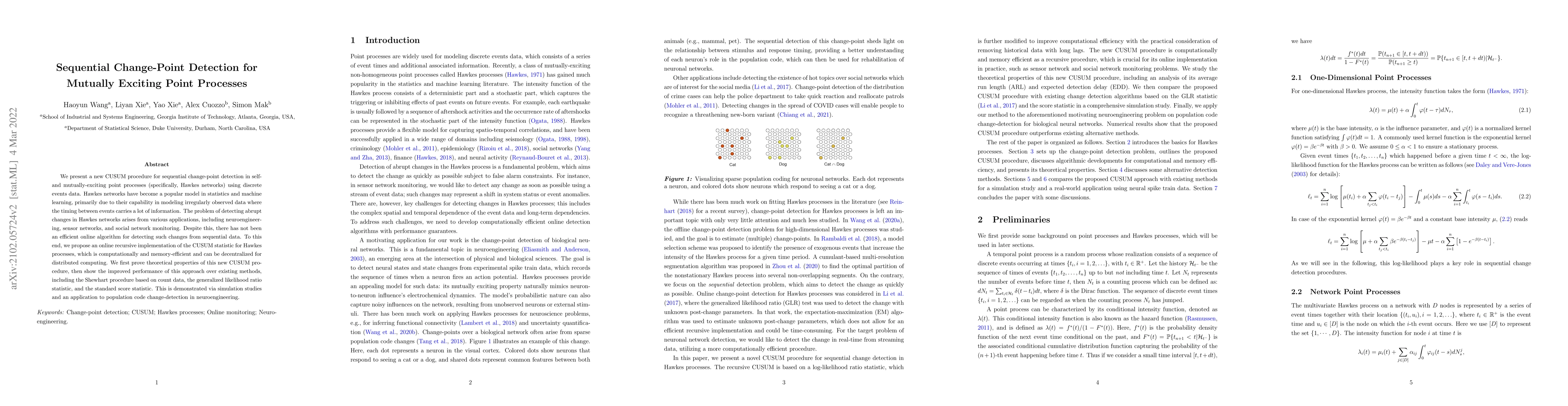 Thumbnail for Sequential change-point detection for mutually exciting point processes
  over networks