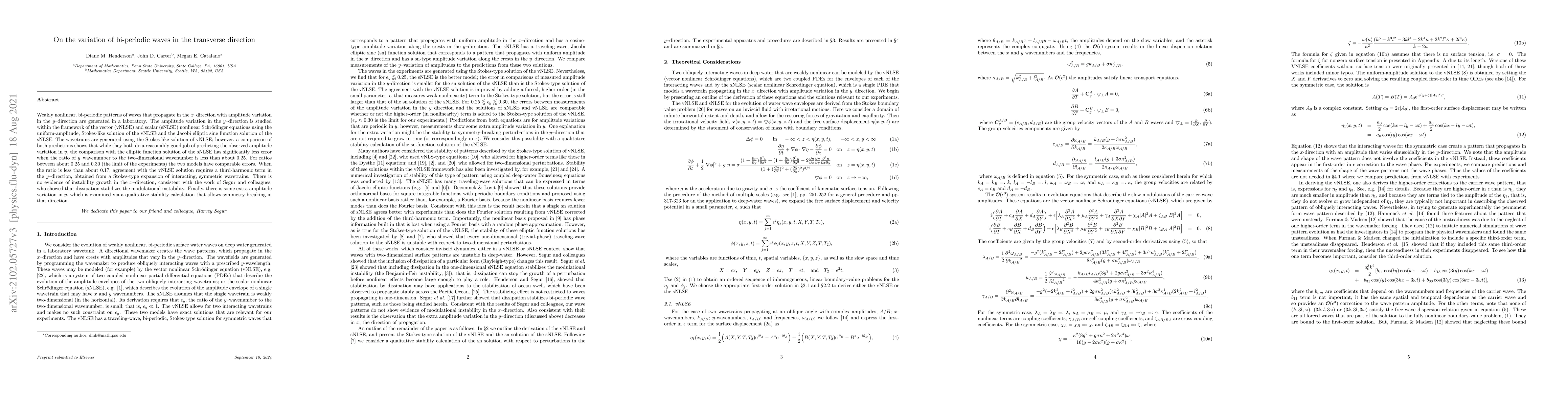 Thumbnail for On the variation of of bi-periodic waves in the transverse direction