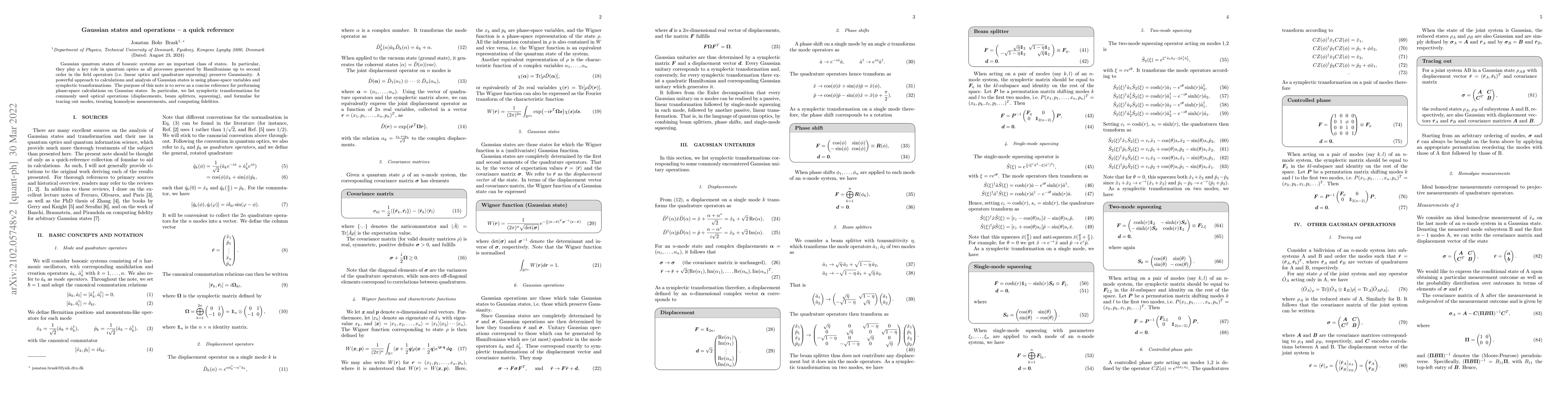 Thumbnail for Gaussian states and operations -- a quick reference