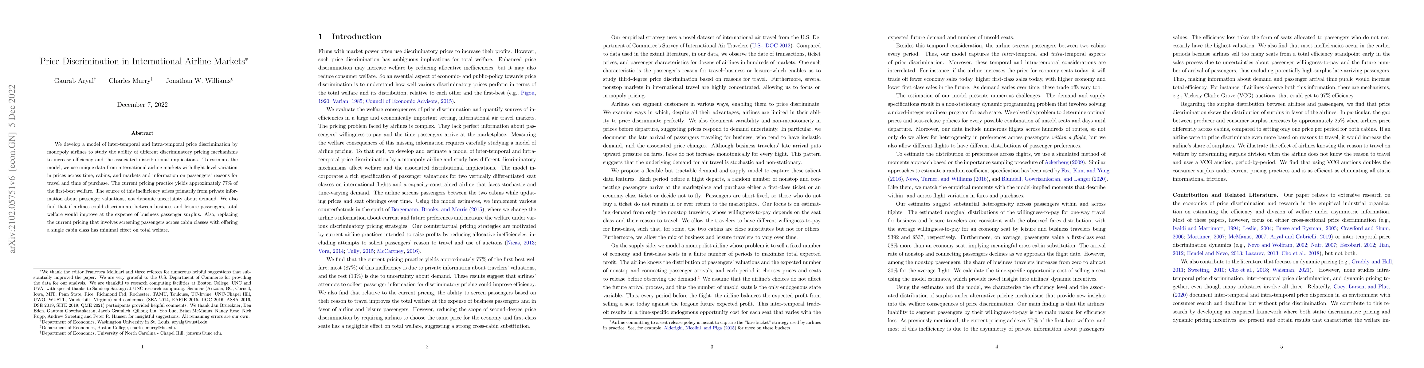 Thumbnail for Price Discrimination in International Airline Markets