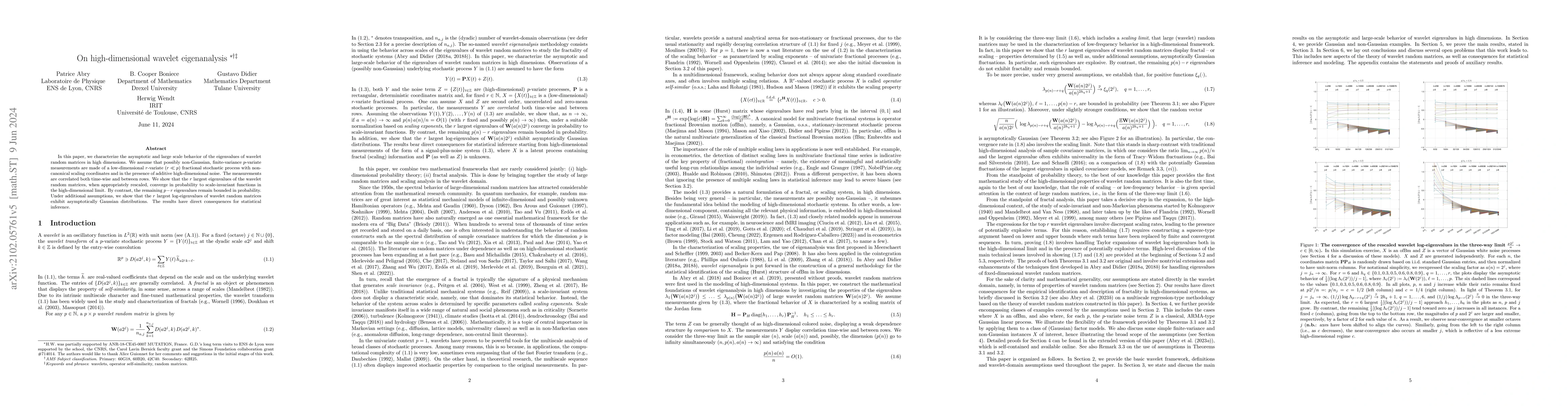 Thumbnail for On high-dimensional wavelet eigenanalysis