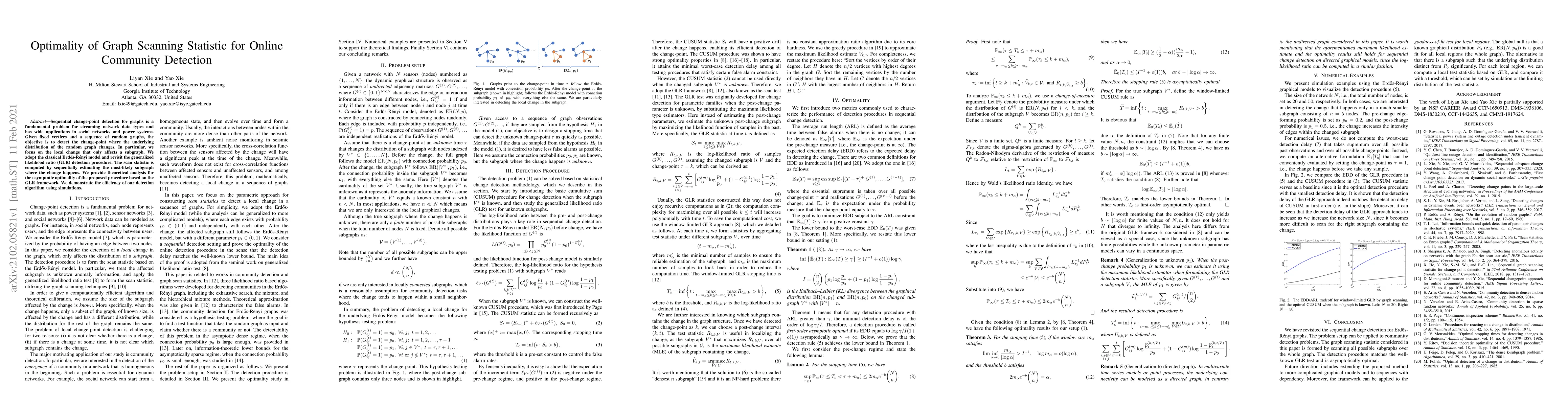 Thumbnail for Optimality of Graph Scanning Statistic for Online Community Detection