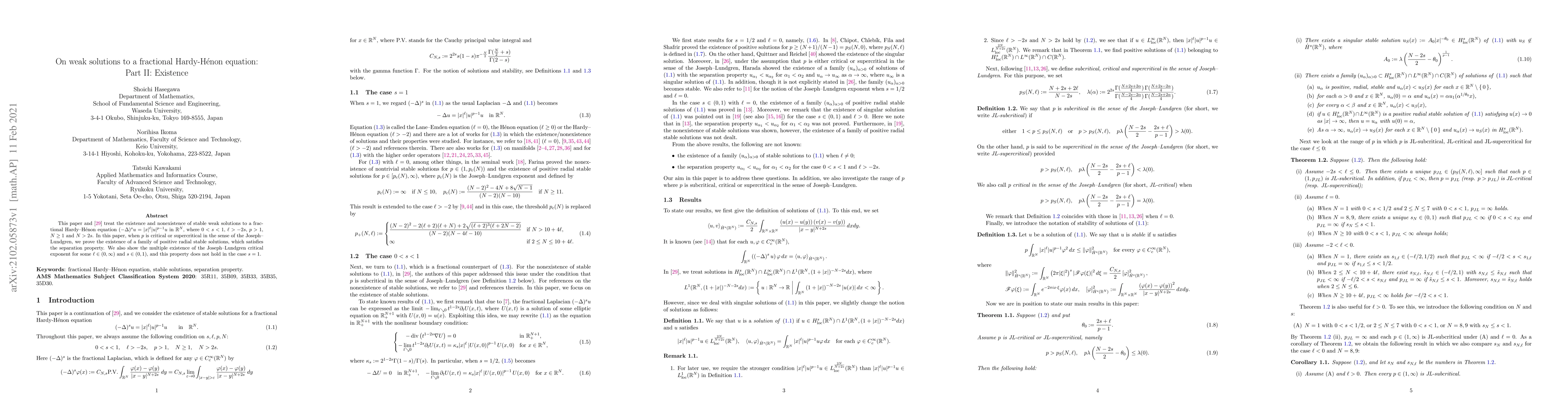 Thumbnail for On weak solutions to a fractional Hardy-H\'enon equation: Part II:
  Existence
