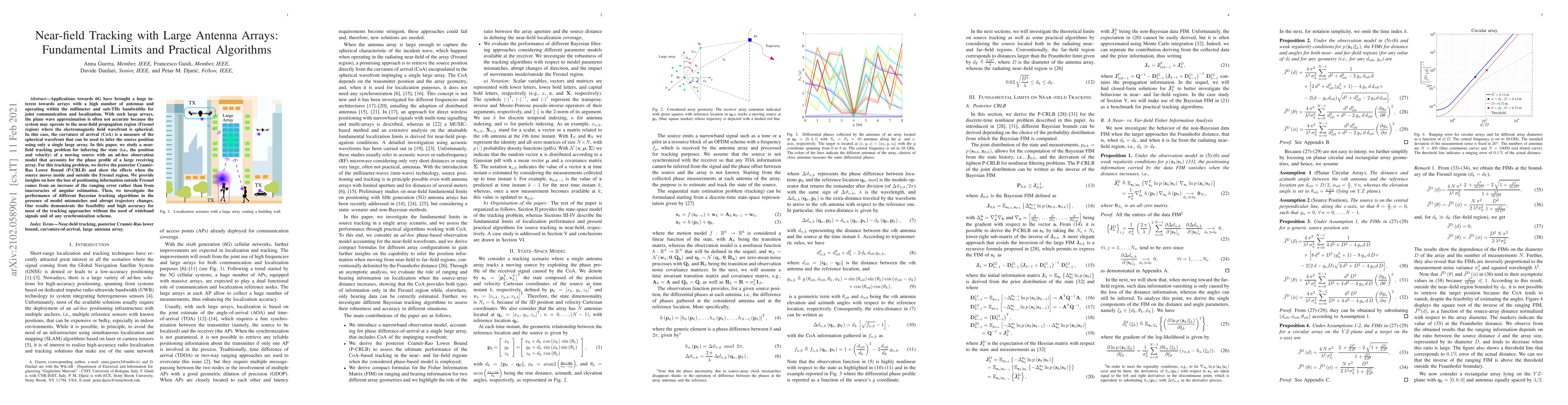 Thumbnail for Near-field Tracking with Large Antenna Arrays: Fundamental Limits and
  Practical Algorithms