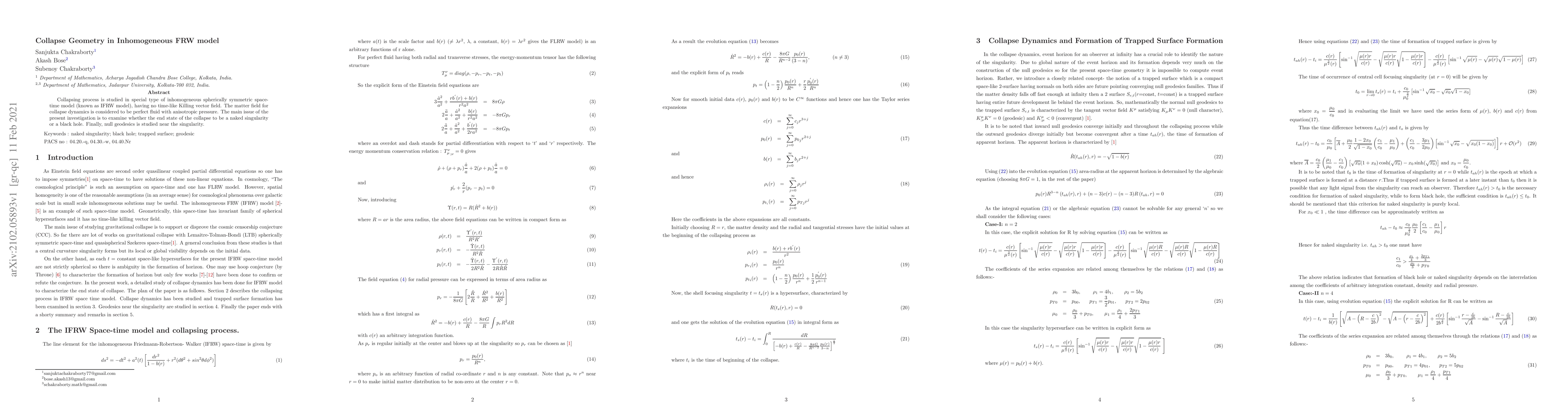 Thumbnail for Collapse Geometry in Inhomogeneous FRW model