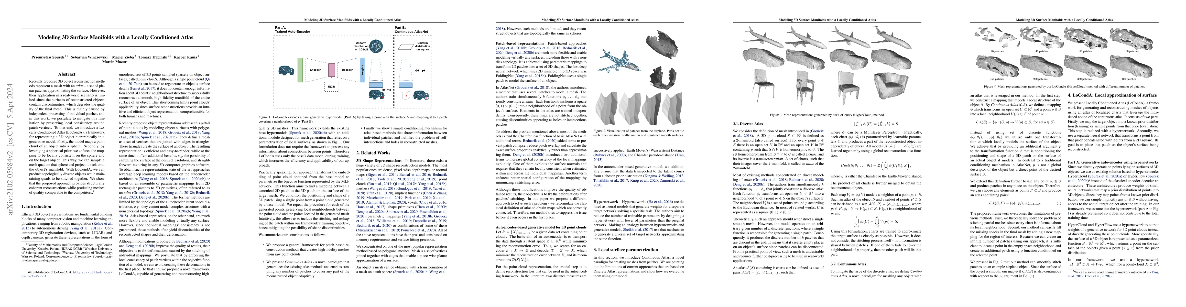 Thumbnail for Modeling 3D Surface Manifolds with a Locally Conditioned Atlas