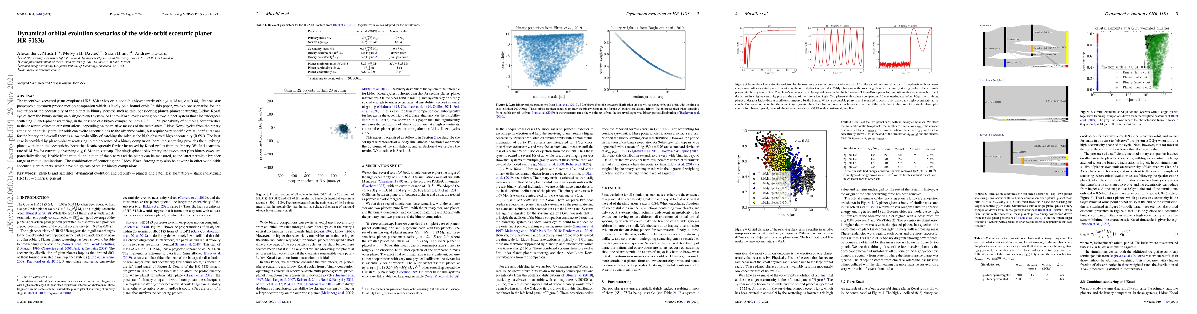 Thumbnail for Dynamical orbital evolution scenarios of the wide-orbit eccentric planet
  HR 5183b