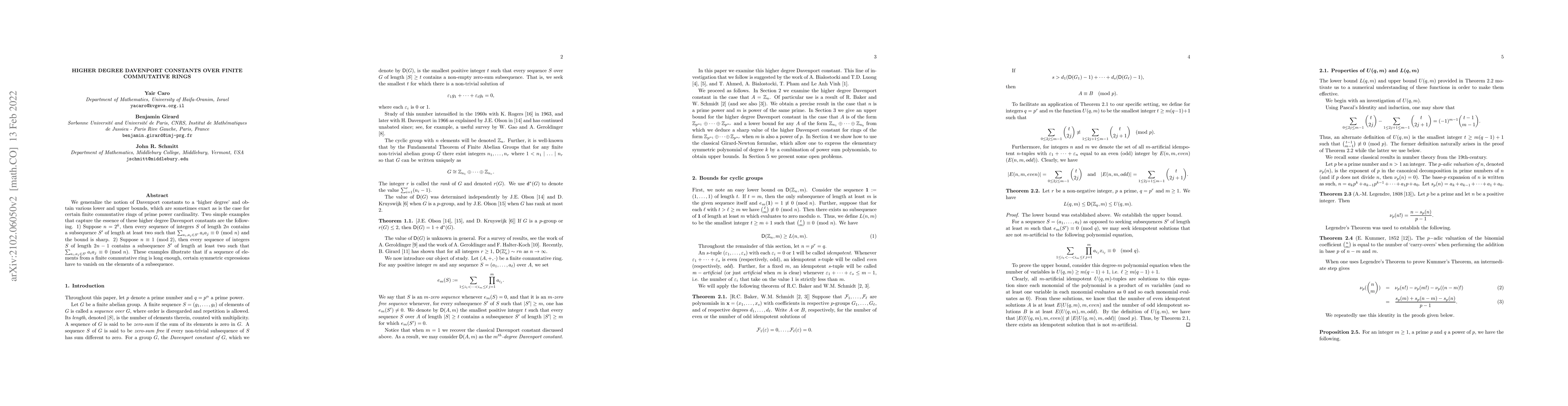 Thumbnail for Higher Degree Davenport Constants over Finite Commutative Rings