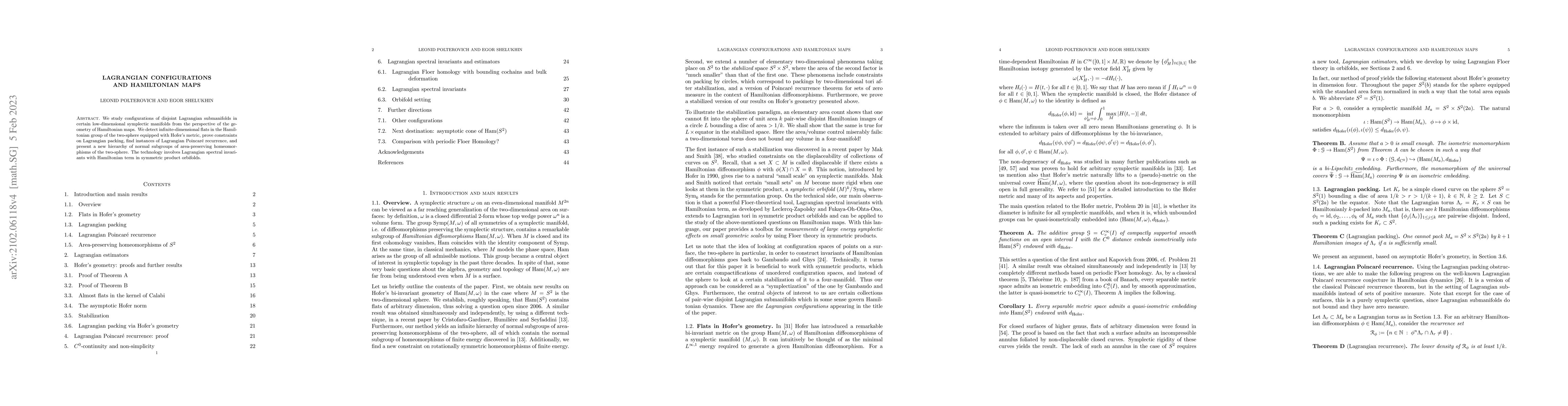 Thumbnail for Lagrangian configurations and Hamiltonian maps