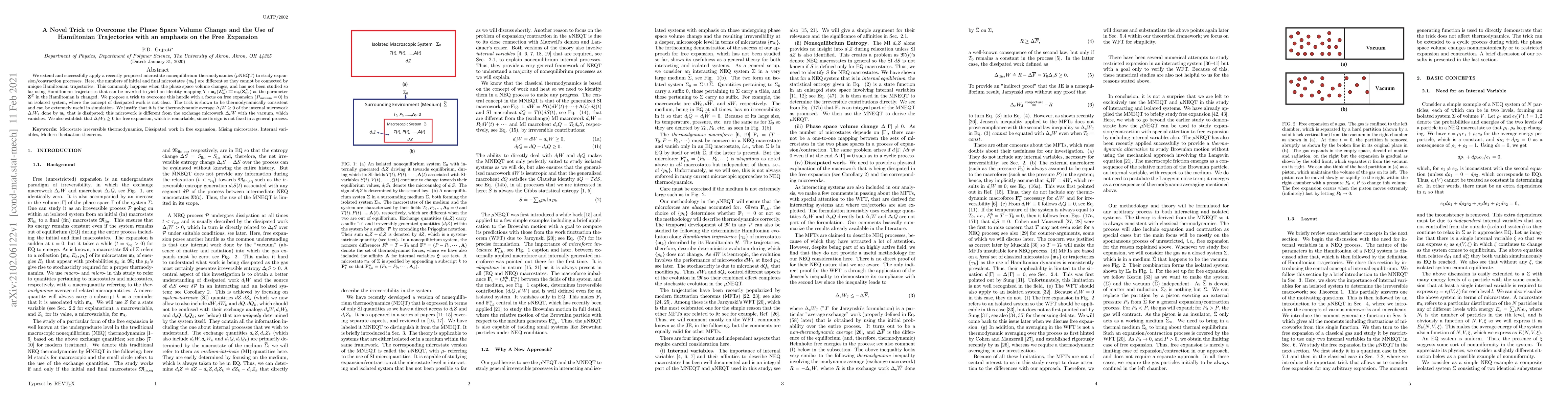 Thumbnail for A Novel Trick to Overcome the Phase Space Volume Change and the Use of
  Hamiltonian Trajectories with an emphasis on the Free Expansion