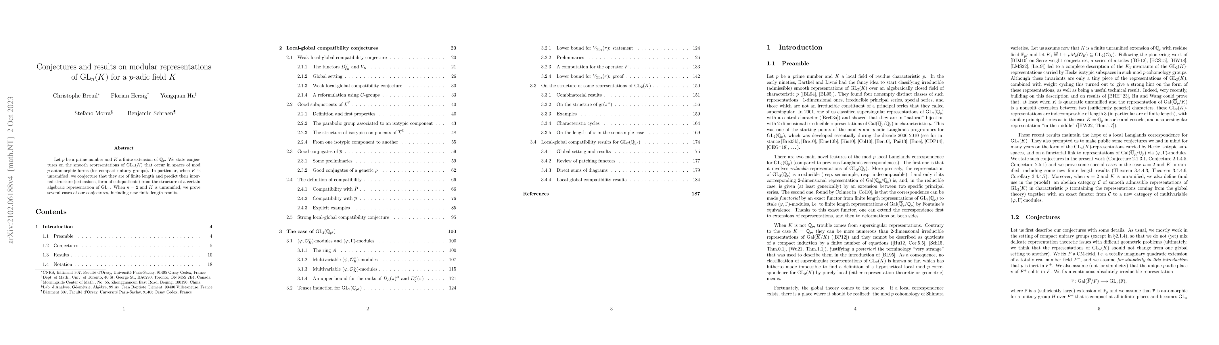 Thumbnail for Conjectures and results on modular representations of $\mathrm{GL}_n(K)$
  for a $p$-adic field $K$