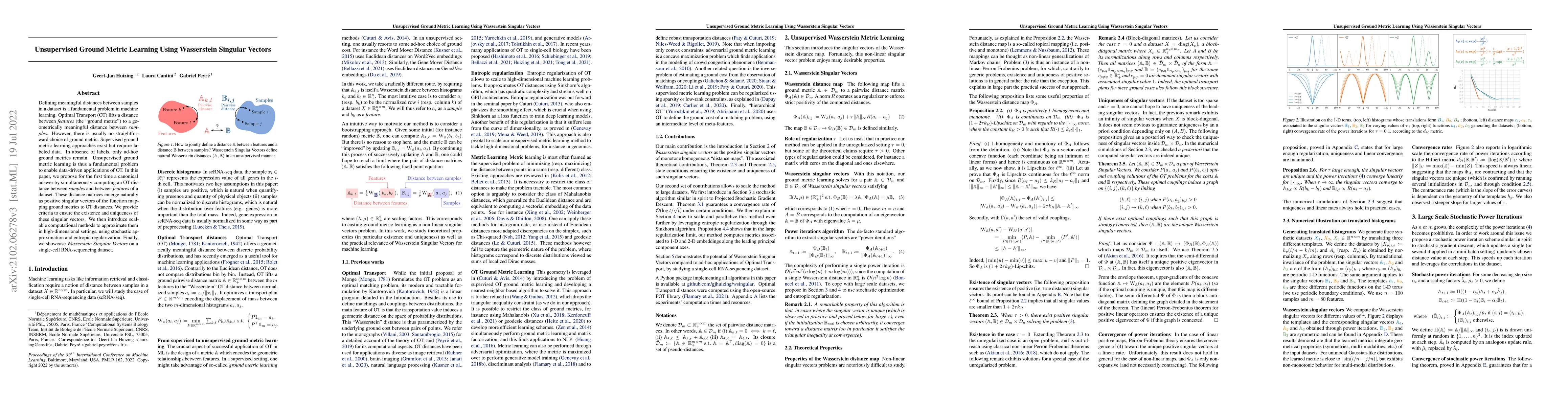 Thumbnail for Unsupervised Ground Metric Learning using Wasserstein Singular Vectors