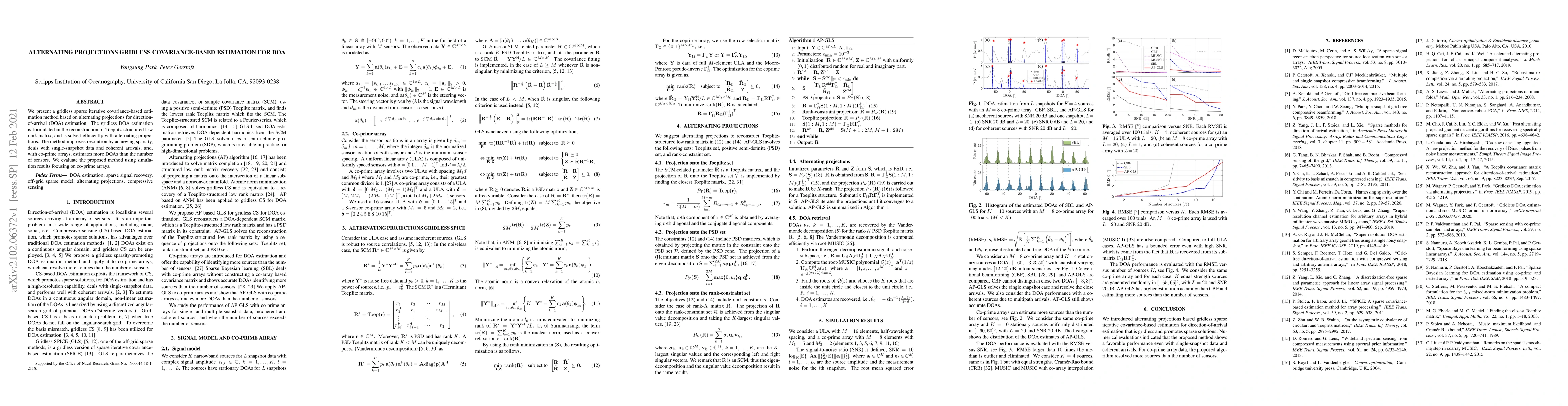 Thumbnail for Alternating projections gridless covariance-based estimation for DOA