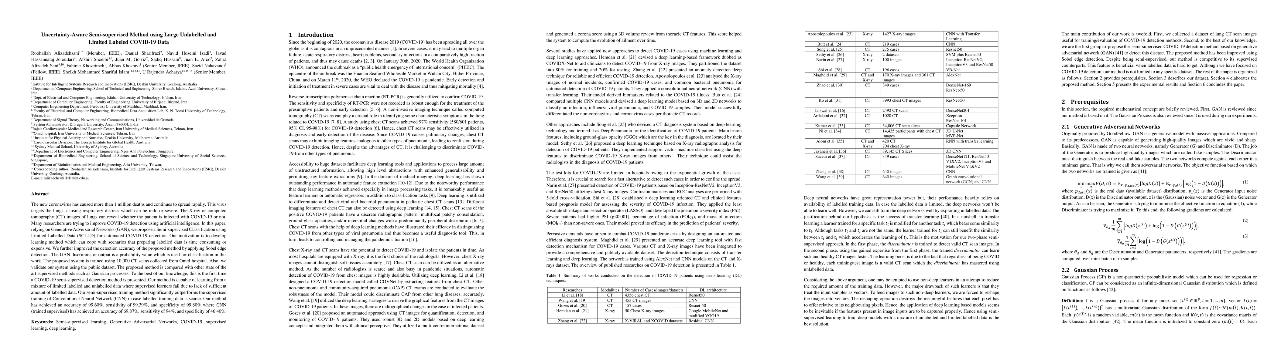 Thumbnail for Uncertainty-Aware Semi-Supervised Method Using Large Unlabeled and
  Limited Labeled COVID-19 Data