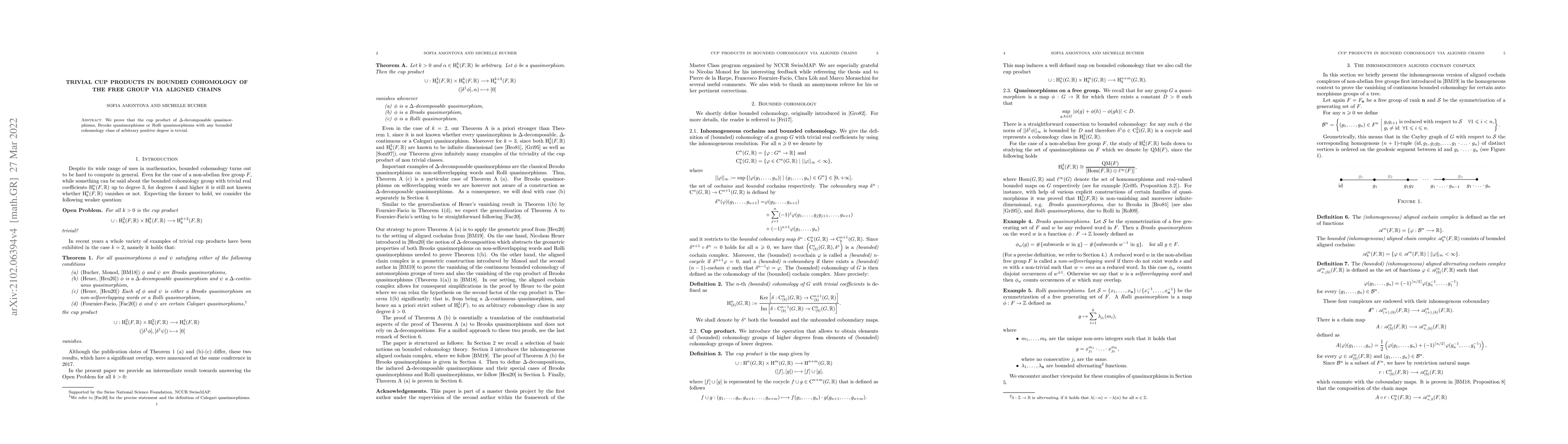 Thumbnail for Trivial cup products in bounded cohomology of the free group via aligned
  chains