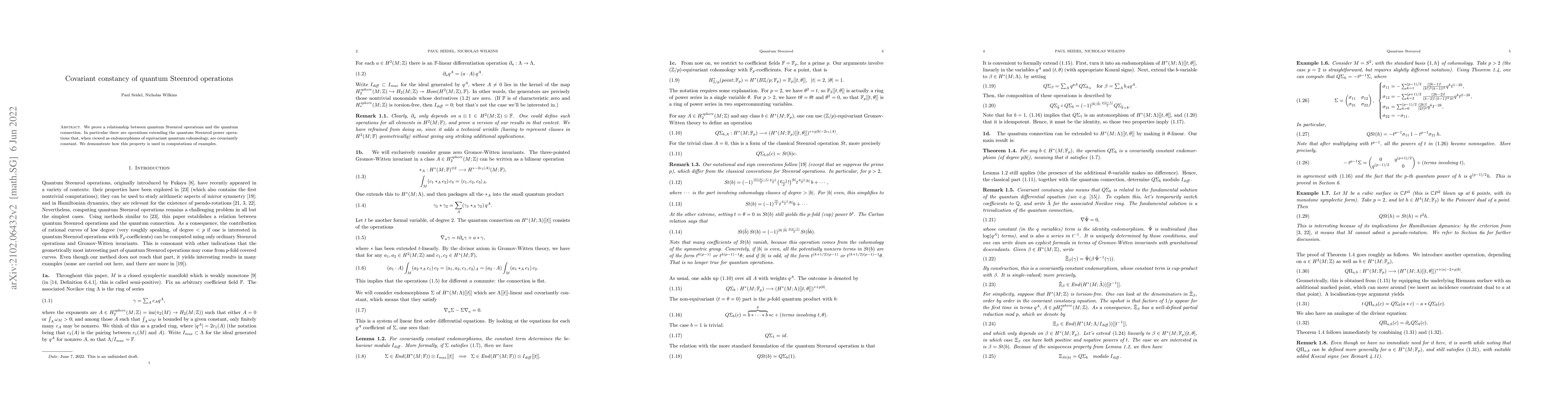 Thumbnail for Covariant constancy of quantum Steenrod operations
