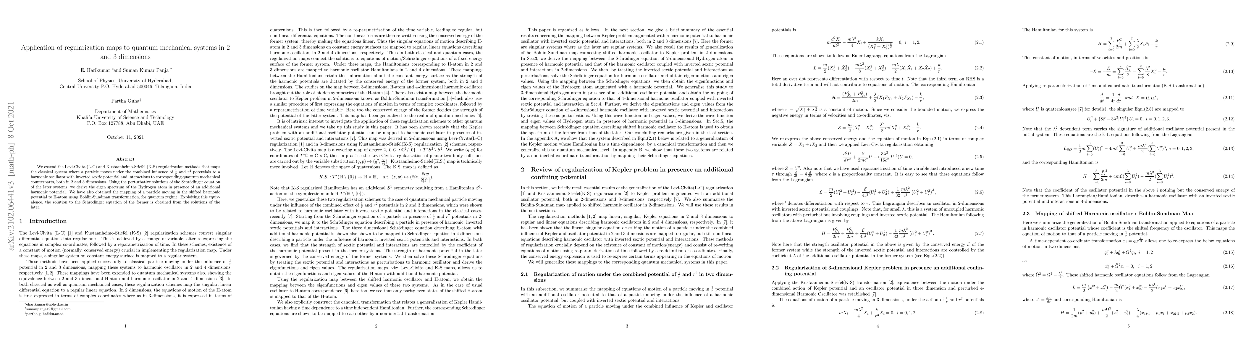 Thumbnail for Application of regularization maps to quantum mechanical systems in 2
  and 3 dimensions