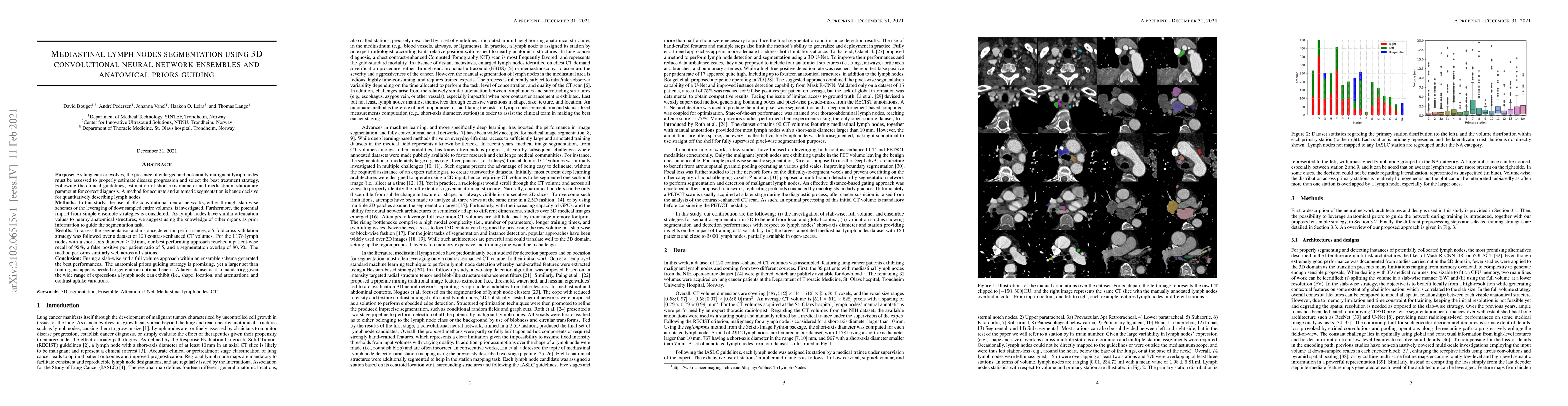 Thumbnail for Mediastinal lymph nodes segmentation using 3D convolutional neural
  network ensembles and anatomical priors guiding