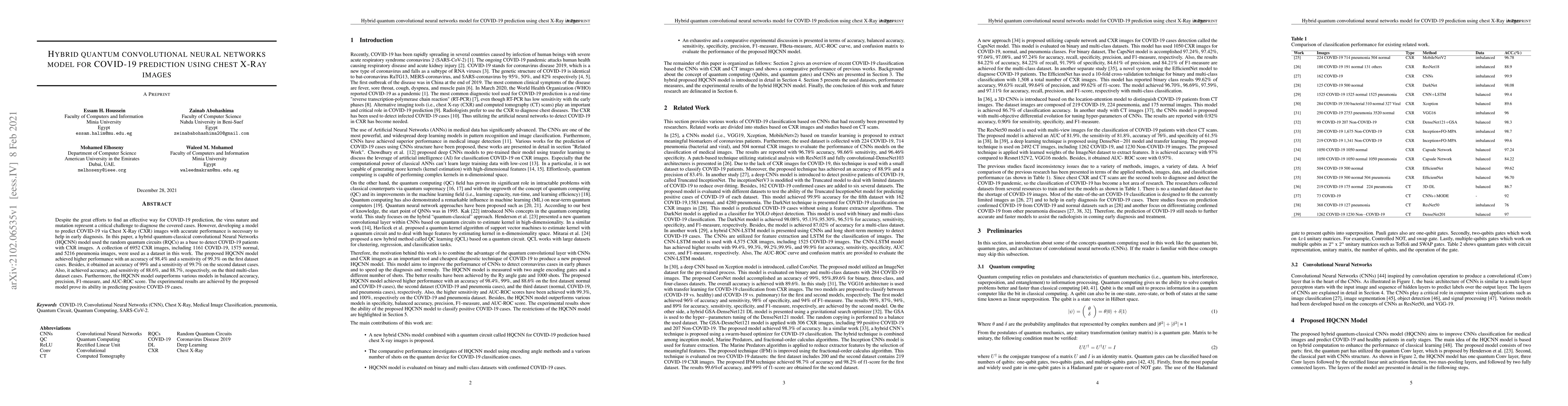 Thumbnail for Hybrid quantum convolutional neural networks model for COVID-19
  prediction using chest X-Ray images