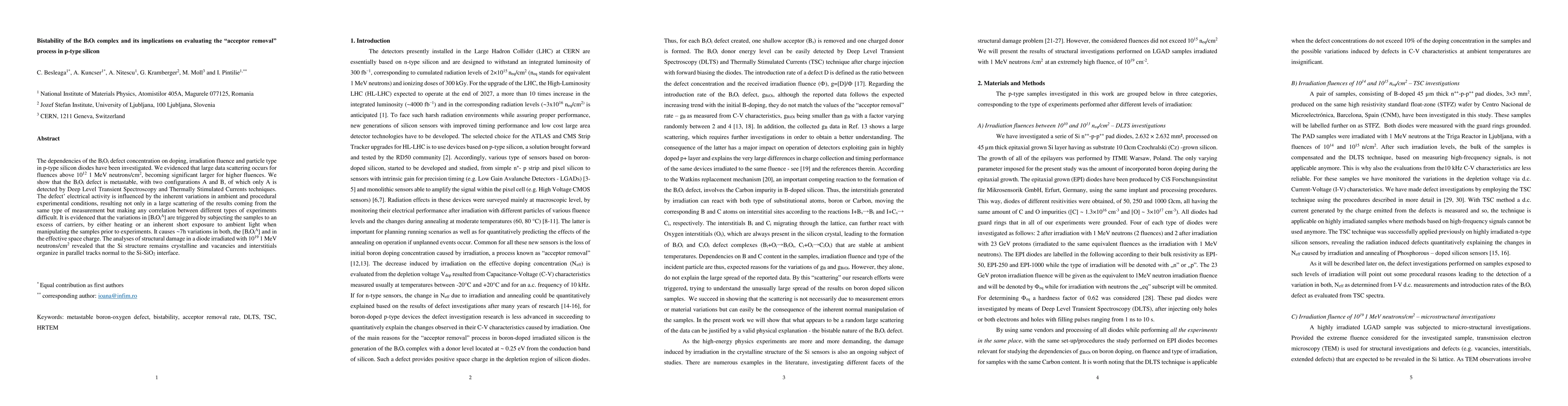 Thumbnail for Bistability of the BiOi complex and its implications on evaluating the
  acceptor removal
