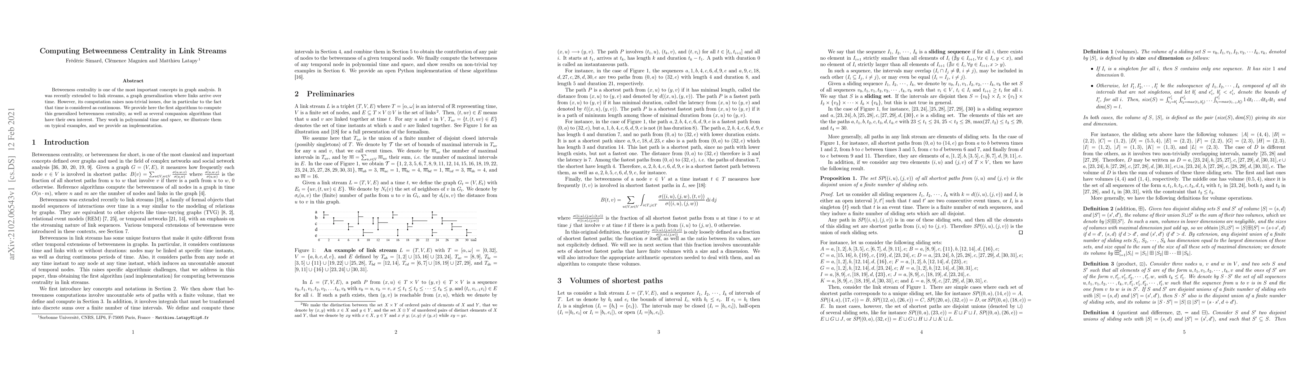 Thumbnail for Computing Betweenness Centrality in Link Streams