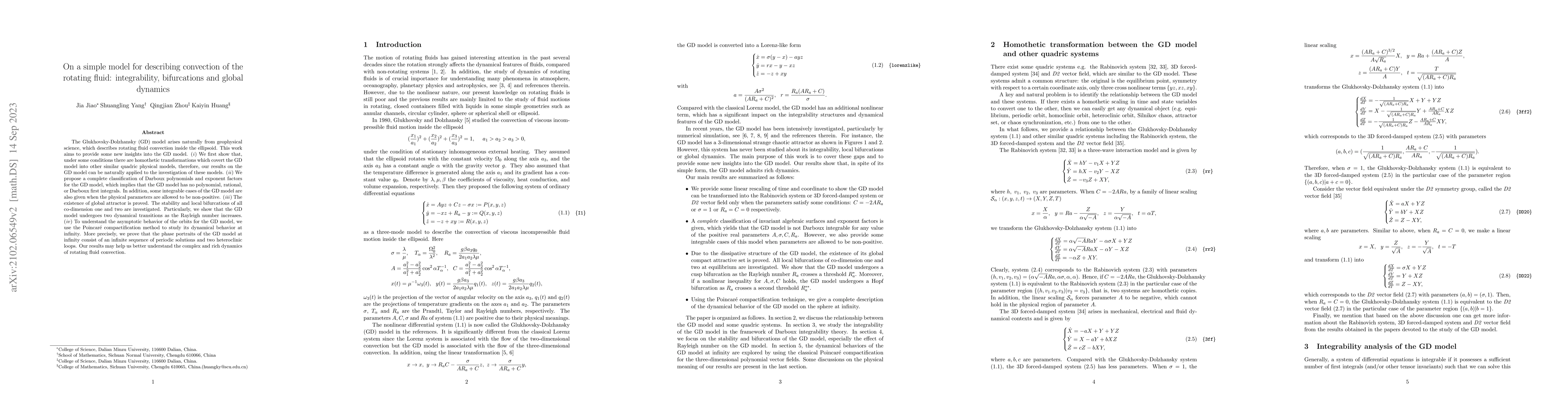 Thumbnail for On a simple model for describing convection of the rotating fluid:
  integrability, bifurcations and global dynamics