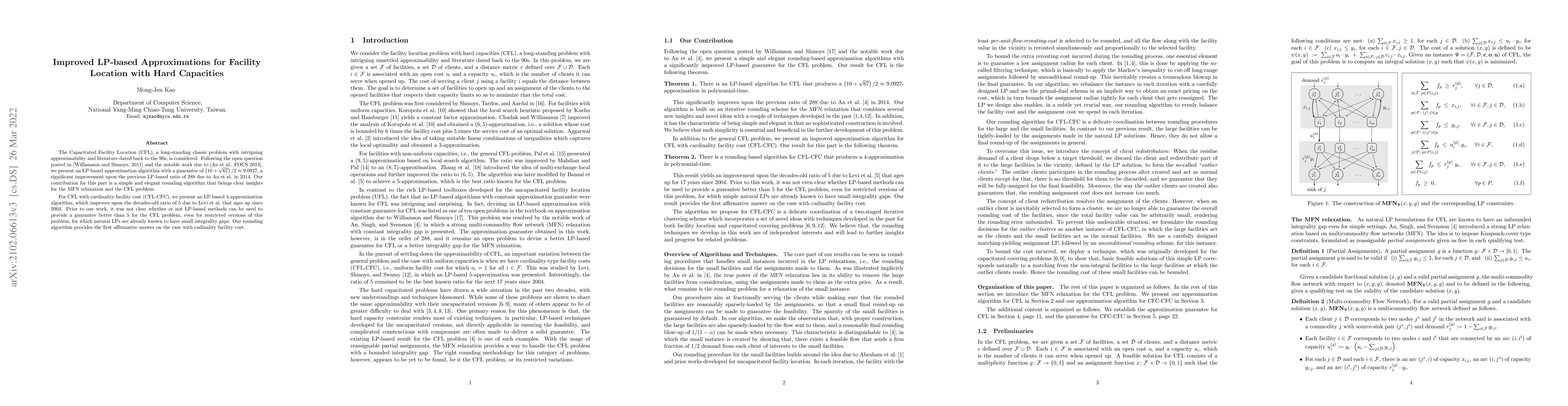 Thumbnail for Improved LP-based Approximation Algorithms for Facility Location with
  Hard Capacities