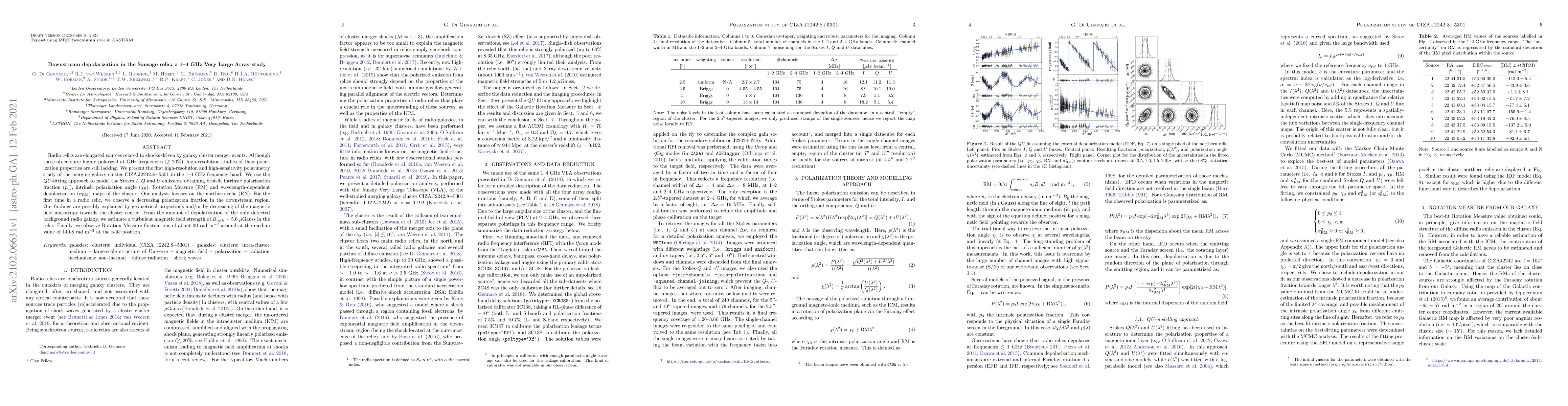 Thumbnail for Downstream depolarization in the Sausage relic: a 1-4 GHz Very Large
  Array study