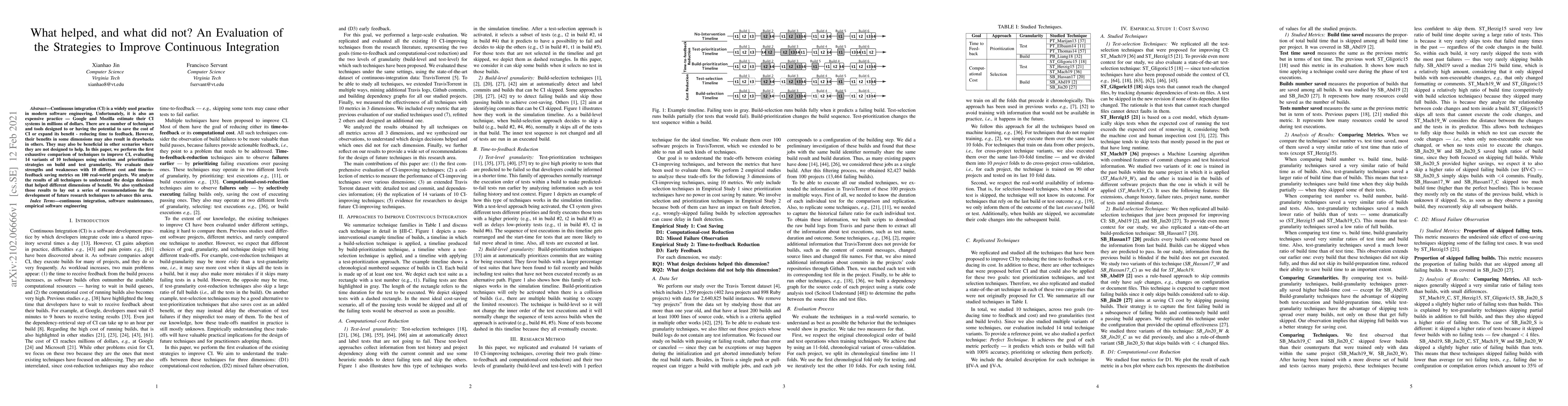 Thumbnail for What helped, and what did not? An Evaluation of the Strategies to
  Improve Continuous Integration