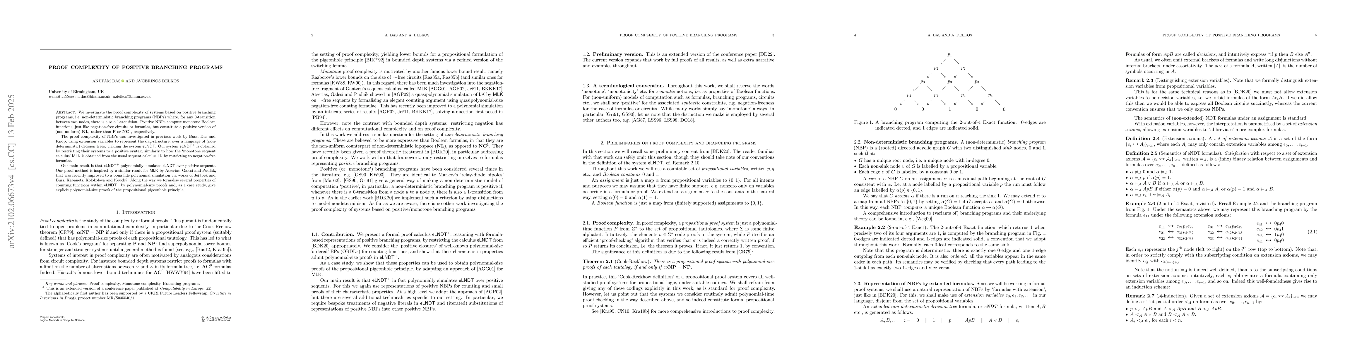 Thumbnail for Proof complexity of positive branching programs