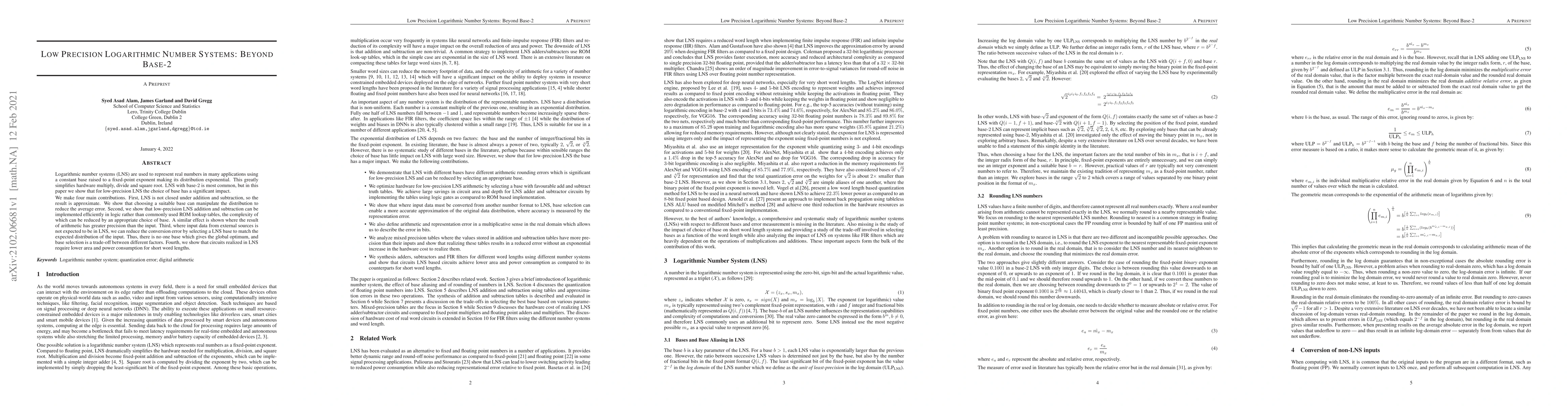 Thumbnail for Low precision logarithmic number systems: Beyond base-2