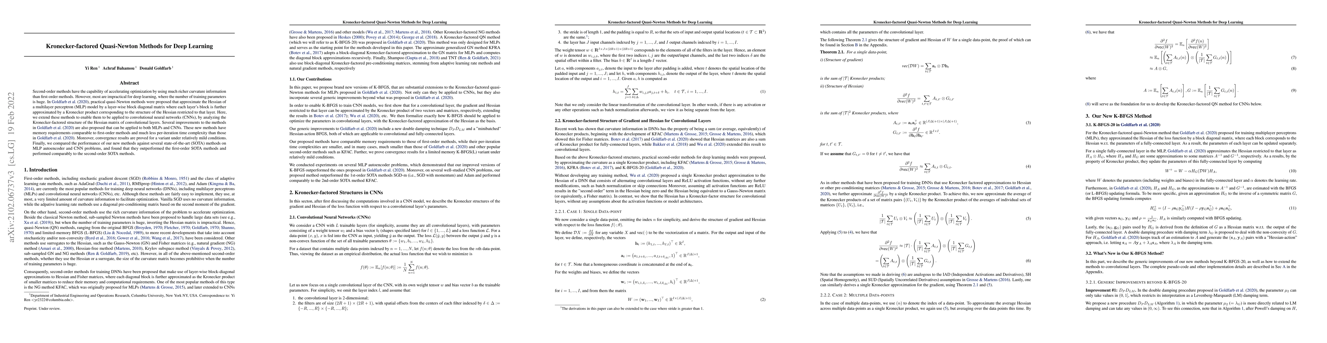 Thumbnail for Kronecker-factored Quasi-Newton Methods for Deep Learning