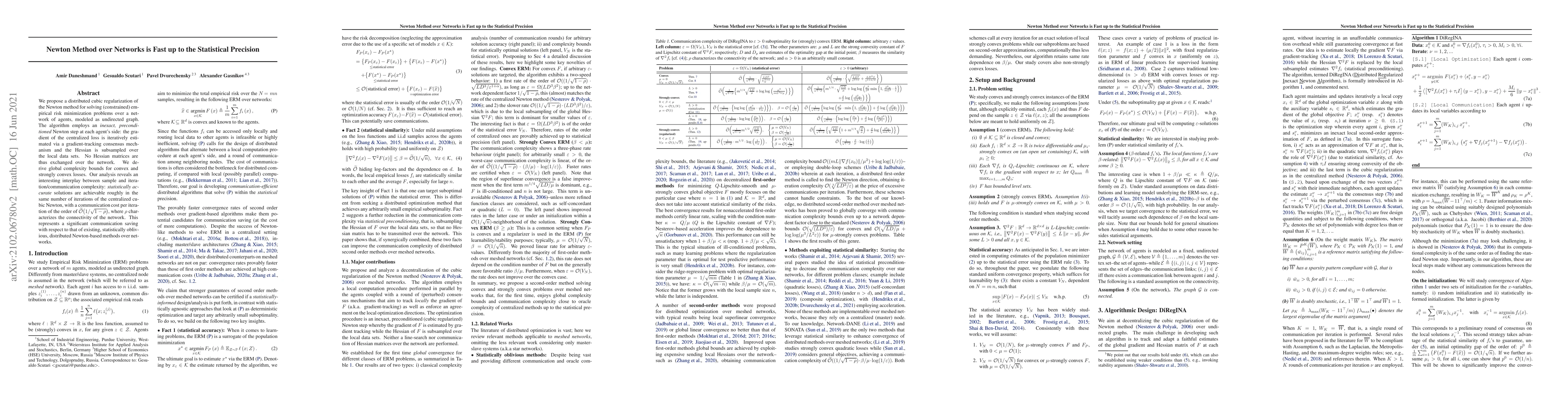 Thumbnail for Newton Method over Networks is Fast up to the Statistical Precision
