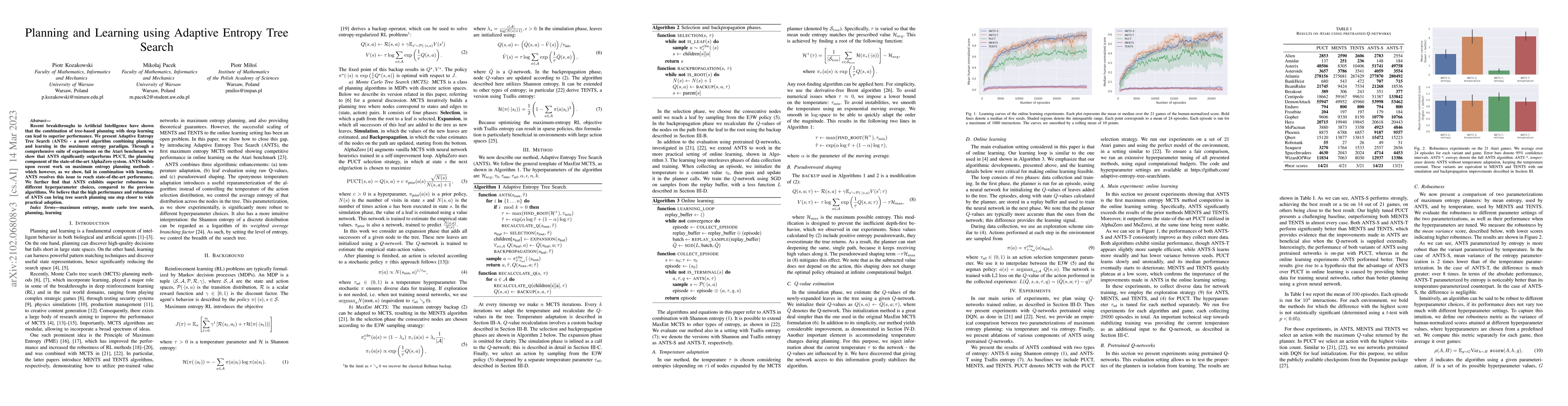 Thumbnail for Planning and Learning Using Adaptive Entropy Tree Search