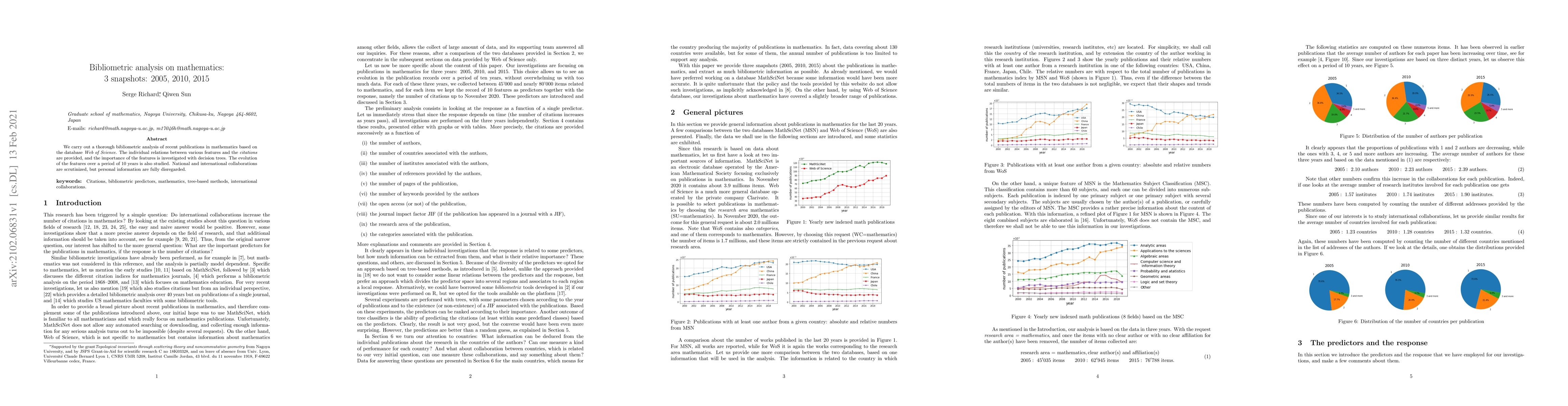 Thumbnail for Bibliometric analysis on mathematics, 3 snapshots: 2005, 2010, 2015